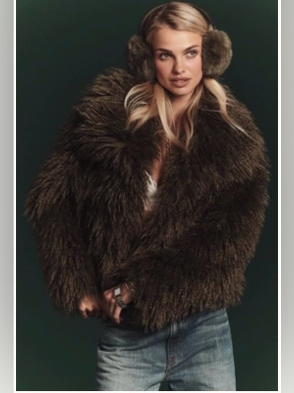 Olive Green "Faux Fur" Coat